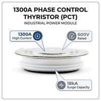 Thyristor SCR TECHSEM Y38KPA-KT33aT 1300A 600V de type capsule pour redresseurs contrôlés