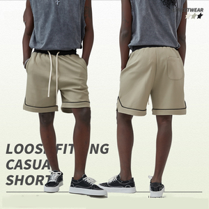 Nuevos pantalones cortos de algodón deportivos informales para hombre de 380g para verano Pantalones cortos tejidos ecológicos - Product Image 3