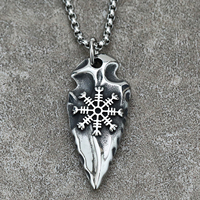 Collier pendentif géométrique bouclier Viking nordique avec chaîne en acier inoxydable plaqué or bijoux unisexe pour hommes
