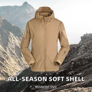 Spring Autumn Winter <b>Camouflage</b> Bomber Soft Shell Jacket Men's Fleece-lined Thickened Waterproof Outdoor Sportswear Wholesale - Product Image 2