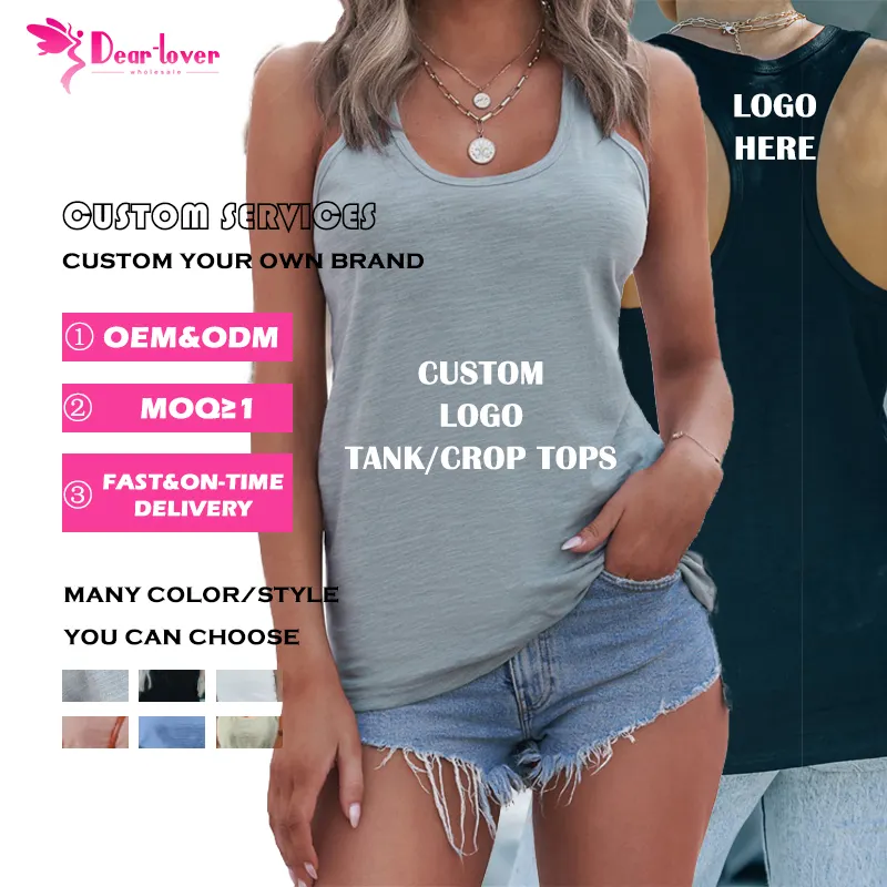 Wholesale Custom Logo Lady Fashion Summer Casual White Girls Workout Women Tank Tops