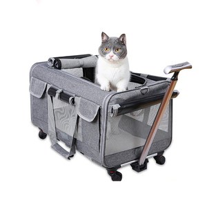फैशनेबल ऑक्शफोर्ड पालतू यात्रा वाहक बैग लुभावनी फोल्डेबल कुत्ते/बिल्ली ट्रॉली पहियों और जिपर बंद - Product Image 1