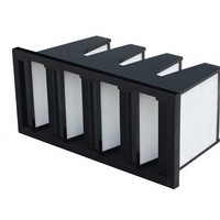 Filtre HEPA V-Bank sur mesure, haute capacité anti-poussière, nouvelle efficacité de 99,95 %, en fibre de verre, pour flux d'air industriel laminaire