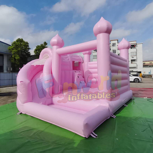 Castillo inflable comercial al por mayor para fiestas infantiles, combo de brincolines color lila con tobogán y piscina de pelotas - Product Image 6