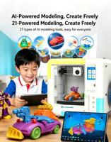 Printer 3D Premium Baru NOONE X-MAKER Ai AI, Mainan Edukasi Pintar, Hadiah Buatan Tangan untuk Anak Laki-laki dan Perempuan, Hadiah Ulang Tahun Kelas Atas, USB/WiFi