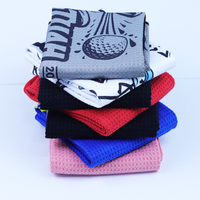 Serviette de golf en microfibre gaufrée avec logo personnalisé OEM, en coton microfibre avec clip, cadeau de golf