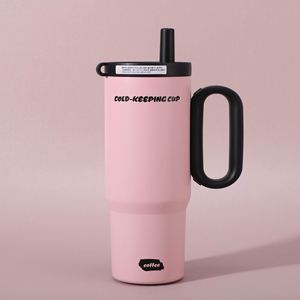 Travel Car <b>Macaron</b> Handle Mug 24oz 720ml Double Wall Insulated Tumbler Lid Straw Anti-Slip Custom ODM OEM - Product Image 6