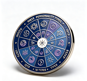 Plaque décorative ronde en métal avec symboles des types de personnalité MBTI, plaque de présentation en résine bleue pour la décoration intérieure - Product Image 2