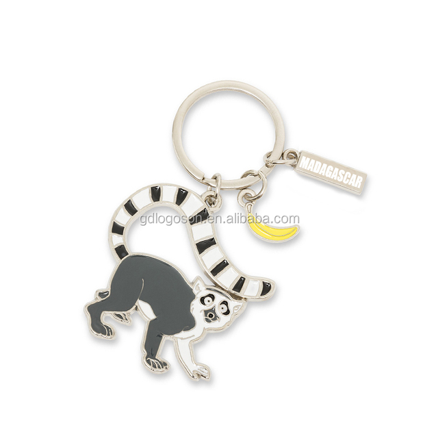 Madagascar Metal Lemurs Keychains Charms Metal Enamel Monkey Keychain Charms Lemur Key Ring
