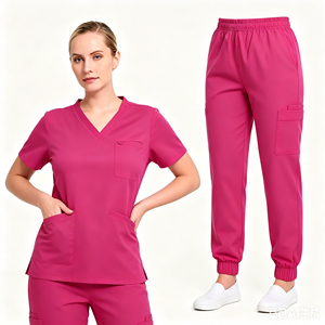 Uniforme Médico para Mujer, Estilo Jogger, Cuello en V, Múltiples Bolsillos, Manga Corta, Uniforme de <span class=keywords><strong>Enfermera</strong></span> para Clínica de Belleza, Logotipo Bordado Personalizado - Product Image 2
