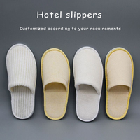 Pantoufles d'hôtel jetables unisexes personnalisées avec logo, confortables, blanches, douces, pour spa et salle de bain, vente en gros, faible MOQ