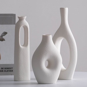<span class=keywords><strong>Vase</strong></span> en céramique blanc minimaliste géométrique moderne en porcelaine, style nordique, pour décoration de table, idéal pour mariage - Product Image 4