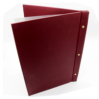 Menu de luxe personnalisé en cuir PU lisse rouge Menu de restaurant en relief en or