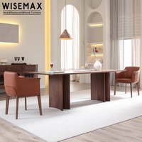 WISEMAX FURNITURE Ensemble de table à manger nordique en bois massif Table de salle à manger longue rectangulaire en noyer Table de restaurant en bois pour 8 personnes