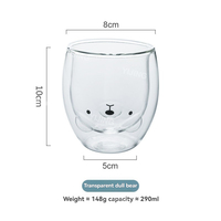 Mug en verre double paroi créatif style Ins, motif ours de dessin animé, portable, grande capacité, compatible lave-vaisselle, pour café/jus, usage domestique