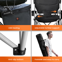 Chaise de camping chauffante pliable à dossier haut pour l'extérieur, vente en gros d'usine, achat en gros