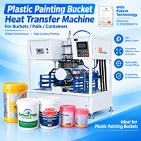 Machine d'impression par transfert thermique servo-triaxiale pour seaux de peinture en plastique de 20 L (5 gallons) et seaux de revêtement à surface incurvée, impression à cycle complet