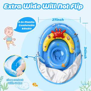 Flotador de natación para bebés de 6 a 36 meses, fácil de usar, con cierre de hebilla, parasol, protección solar UPF50+ y juguete. - Product Image 6