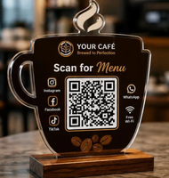 Support de code QR en acrylique personnalisable pour hamburger, plaque de table de restaurant à scanner pour commander