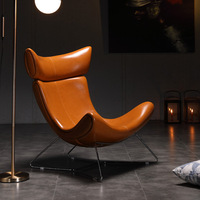 Canapé 1 place en plumes Orange, luxe, styliste décontracté pour salon, fauteuil de salon