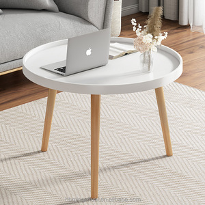 Phòng khách tròn bàn cà phê mini với chân gỗ bàn ăn đơn - Product Image 4