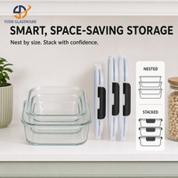 Conteneur alimentaire portable en verre transparent avec couvercle à fermeture à pression pour les voyages