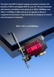 Ax1800 Blue Tooth WiFi 6 PCIE <b>Wireless</b> Network Card Dual Band PCI Wifi for Desktop Wifi Pcie Card for Desktop <b>PC</b> - Product Image 6
