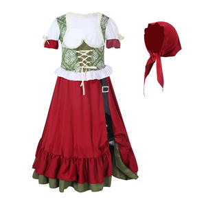 <span class=keywords><strong>Disfraz</strong></span> de <span class=keywords><strong>Halloween</strong></span> de comercio exterior para <span class=keywords><strong>Amazon</strong></span> para niñas, Oktoberfest de granja para niños, vestido de baile rojo vino largo dividido, personaje de eco - Product Image 5
