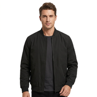 Blouson bomber noir pour homme, col montant, fermeture éclair, manches longues, vêtement d'extérieur décontracté pour l'automne