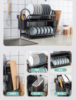 Étagère à vaisselle de cuisine moderne minimaliste multifonctionnelle en aluminium avec égouttoir pour le rangement des bols et des assiettes