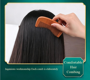 Peine de madera de marca privada directo de fábrica, peine desenredante de dientes anchos, herramienta de peinado con palma arqueada para el cuidado diario del cabello - Product Image 4