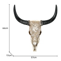 Cabeza de Yak Vintage Montaje Pared Resina Escultura Animal Decoración Hogar Bar Pintado a Mano