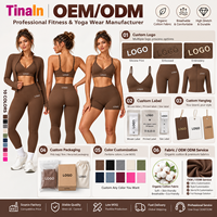 Ensemble de yoga trois pièces pour femme, veste zippée, leggings taille haute, vêtements de sport en coton biologique, doux, anti-transparence pour les squats, avec logo personnalisé OEM ODM