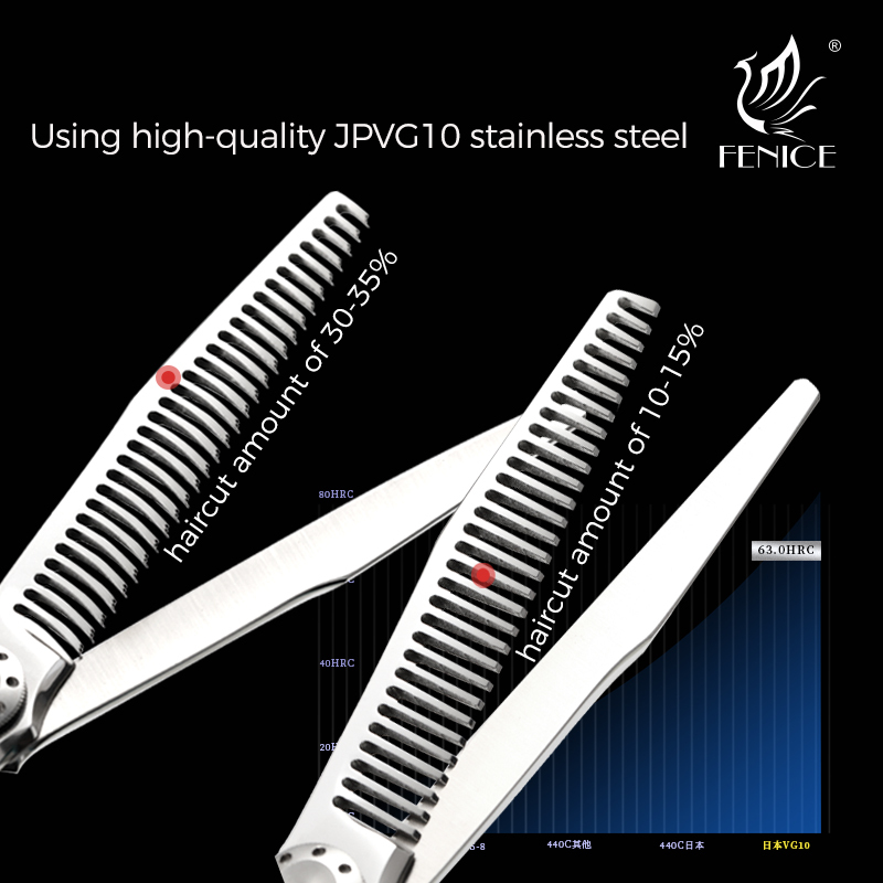 Fenice VG10 En Acier Inoxydable 6 Pouces Coiffure Dents Cisailles Ciseaux à Amincir les Cheveux