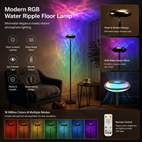 Lámpara de Pie Inteligente RGB con Efecto de Ondas de Agua, RGB+CCT, Sincronización con Música, Control Remoto por Aplicación, para Sala de Estar y Fiestas