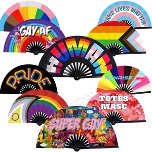 Nueva llegada gran Rave bambú boda plegable ventilador de mano al por mayor publicidad personalizada impresa ventiladores - Product Image 6