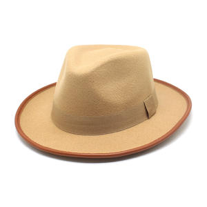 Sombreros Fedora de ante para hombre con borde cubierto, venta al por mayor, sombrero de Panamá mexicano de ala ancha plana - Product Image 6