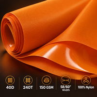 Tissu taffetas ripstop tissé 100 % nylon 40D 150 GSM personnalisé, enduit TPU imperméable et résistant aux déchirures pour tentes, imperméables et sacs à dos