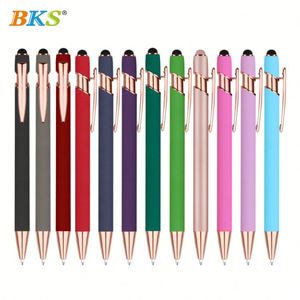 Luxury Ballpoint <b>Pens</b> Custom Logo Rose <b>Gold</b> Metal Soft Touch Screen <b>Pens</b> UV Printing Black Ink Modern Design Rubber Grip for - Product Image 2
