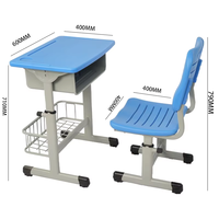 Chaise de bureau moderne bleue pour salle de classe, réglable en hauteur, en plastique, pour une seule personne, tables d'étudiant pour utilisation en classe