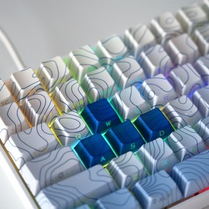 Xvx <span class=keywords><strong>keycaps</strong></span> màu xanh và trắng sứ dòng anh đào hồ sơ bên in Dye-Sub <span class=keywords><strong>PBT</strong></span> Keycap Set (135-key) mô hình cherry-34 tiếng Anh - Product Image 1