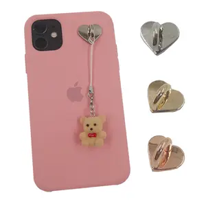 Custom Kpop Legering Metaal Acryl Made Love Heart Ronde Vorm Stick Op Haak Diamant Voor Mobiele Telefoon Accessoires Grip Houder Ke