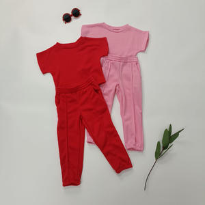 Ropa para Niñas al por Mayor 2022, Conjuntos de Dos Piezas de Manga Corta, Color Sólido, Ropa de Primavera para Niños, Ropa de Boutique para Bebés - Product Image 6