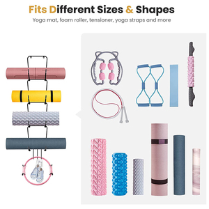 JH-Mech Organisateur <span class=keywords><strong>mural</strong></span> pour tapis de yoga et serviettes de bain Étagère de gym à domicile avec crochets Support de rangement <span class=keywords><strong>mural</strong></span> pour tapis de yoga - Product Image 6