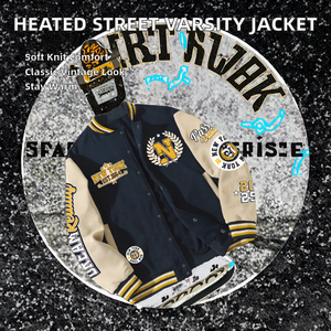 Factory Wholesale Vintage Street Style <b>Heated</b> Baseball Jacket Men Women Autumn Custom DTF DTG Front Logo Varsity <b>Coat</b> - Product Image 2