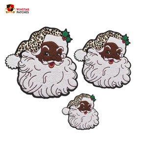 Tùy Chỉnh Bán Buôn Giáng Sinh Châu Phi Mỹ Chenille Màu Đen Santa Mệnh Đề Bé Lớn Thêu Sắt Trên Các Bản Vá Lỗi - Product Image 5