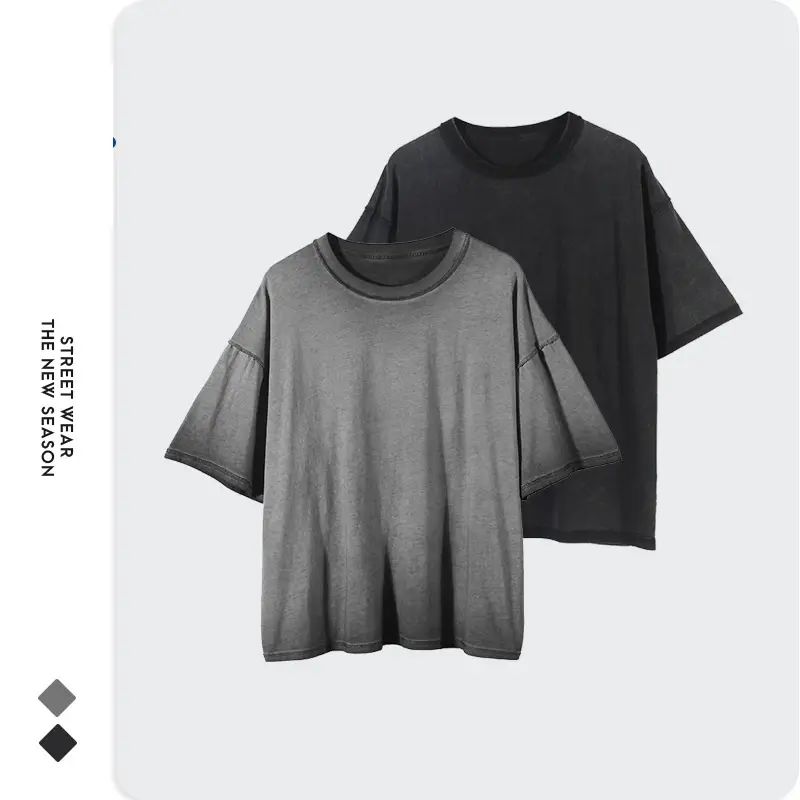 Artie menswear | 2021 vintage, oversize, loose t-shirt, niche, dark cotton, short-sleeved t-shirt Guy