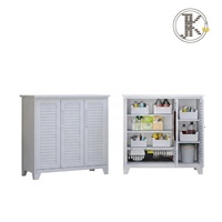 Armoire de rangement extérieure moderne en acier à 3 portes à persiennes, résistante à l'eau et durable, idéale pour balcon et usage domestique