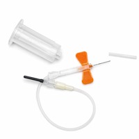 Aiguille papillon stérile de sécurité Sol-KL Medical Supply 21G 23G 25G pour prélèvement sanguin avec support pré-attaché