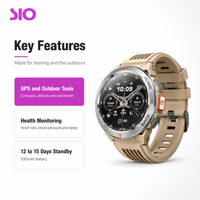 Jam Tangan Pintar 1.43 Inci AMOLED 466 X 466 GPS Kompas Altimeter 3ATM Penjawab Panggilan Senter 530mAh OEM ODM Grosir Jam Tangan Pintar